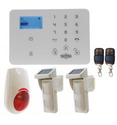 KP9 GSM Alarm with 2 x Outdoor Pet Friendly Solar Powered PIR's & External Wireless Siren