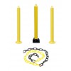 Parking Post Chain Kit with 2 Static & 1 Fold Down 76mm Posts – Black & Yellow Plastic Chain