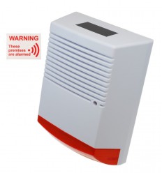 Large Solar Powered Dummy Alarm Siren & 'These Premises Are Alarmed' Window Sticker