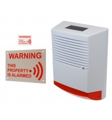 Large Solar Powered Dummy Alarm Siren with External Alarm Warning Sign & Window Sticker