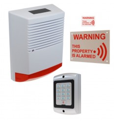 Large Solar Powered Dummy Alarm Siren with External Alarm Warning Sign, Window Sticker & Dummy Alarm Keypad
