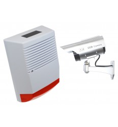 Large Solar Powered Dummy Alarm Siren & Solar DC2 Solar CCTV Camera