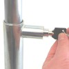 Unlocking the Integral Lock, of the Galvanised Fold Down Hoop Barrier.