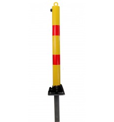 Yellow & Red Fold Down Parking Post with Ground Spigot 