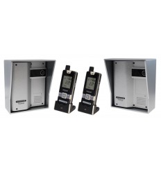 Wireless Gate & Door Intercom with 2 x Handsets & 2 x Caller Stations (UltraCom2 ) Silver & Silver Hood s
