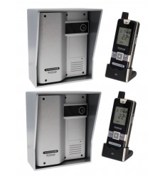 Wireless Gate & Door Intercom with 2 x Handsets & 2 x Caller Stations (UltraCom2 ) Silver & Silver Hood s