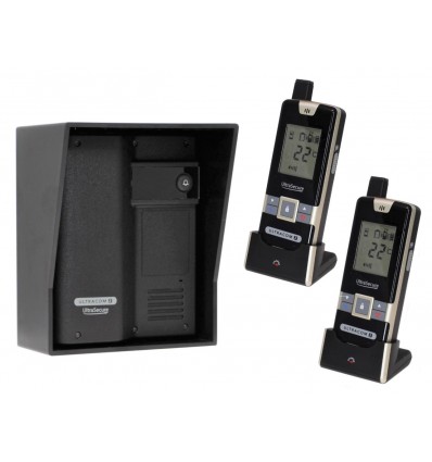 Wireless Gate & Door Intercom with 2 x Handsets (UltraCom2 No Keypad) Black & Black Hood 