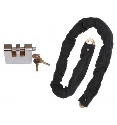 1 metre Long Steel Chain (10 mm links) with Double Slotted Shackle Lock