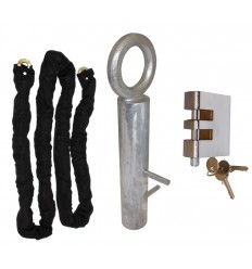 Case Hardened 2 metre Steel Chain Kit with Shackle Lock & Spigot Ground Anchor (012-1160 K/D, 012-1170 K/A).