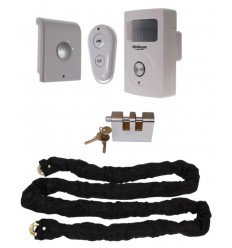 Chain & lock with battery powered PIR alarm (shed & garage security)