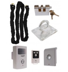 Chain, Lock, Ground Spigot with Battery Powered PIR Alarm (Shed & Garage Security)