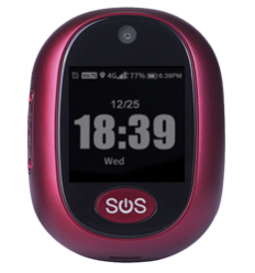 4G GPS Personal Panic Alarm & Tracker Pendant (maroon colour)