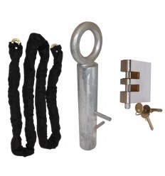 Case Hardened 1.5 metre Steel Chain Kit with Shackle Lock & Spigot Ground Anchor (012-1480 K/D, 012-1490 K/A).