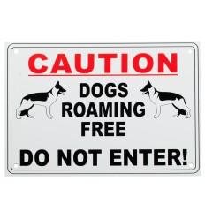 External A5 'Dog roaming free' warning sign
