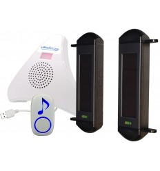Solar infrared beam sensors (1B) – wireless driveway alert with plug-in chime receiver TR + doorbell 600m (DA600+)