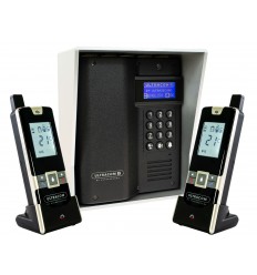 UltraCOM3 - two apartment wireless intercom - battery or DC - black caller station & silver hood