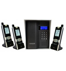 UltraCOM3 - three apartment wireless intercom - battery or DC - black caller station & silver hood