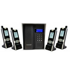 UltraCOM3 - four apartment wireless intercom - battery or DC - black caller station & silver hood