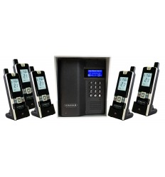 UltraCOM3 - five apartment wireless intercom - battery or DC - black caller station & silver hood