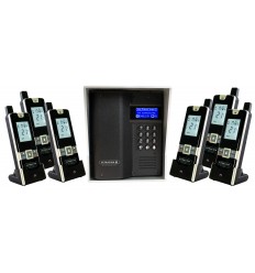 UltraCOM3 - six apartment wireless intercom - battery or DC - black caller station & silver hood