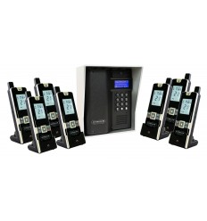 UltraCOM3 - seven apartment wireless intercom - battery or DC - black caller station & silver hood
