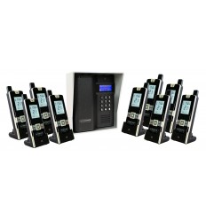 Wireless long-range apartment intercom 600m – UltraCOM3 black (with screen & keypad) + silver hood & 9 handsets