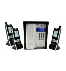 Wireless long-range apartment intercom 600m – UltraCOM3 silver (with screen & keypad) + black hood & 3 handsets