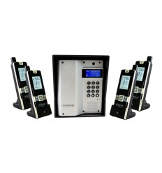 UltraCOM3 - four apartment wireless intercom - battery or DC - silver caller station & black hood