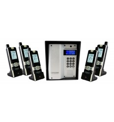 UltraCOM3 - five apartment wireless intercom - battery or DC - silver caller station & black hood