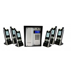 Wireless long-range apartment intercom 600m – UltraCOM3 silver (with screen & keypad) + black hood & 6 handsets