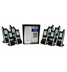 Wireless long-range apartment intercom 600m – UltraCOM3 silver (with screen & keypad) + black hood & 9 handsets