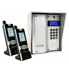 UltraCOM3 - two apartment wireless intercom - battery or DC - silver caller station & silver hood