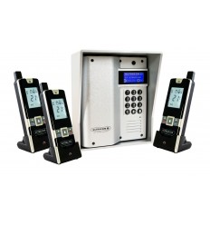 UltraCOM3 - three apartment wireless intercom - battery or DC - silver caller station & silver hood