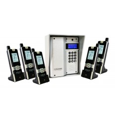 Wireless long-range apartment intercom 600m – UltraCOM3 silver (with screen & keypad) + silver hood & 5 handsets