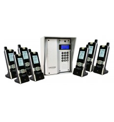 UltraCOM3 - seven apartment wireless intercom - battery or DC - silver caller station & silver hood
