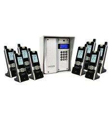 UltraCOM3 - eight apartment wireless intercom - battery or DC - silver caller station & silver hood