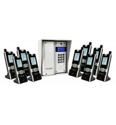 Wireless long-range apartment intercom 600m – UltraCOM3 silver (with screen & keypad) + silver hood & 9 handsets