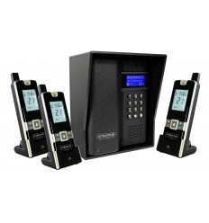 UltraCOM3 - three apartment wireless intercom - battery or DC - black caller station & black hood