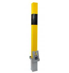 Yellow lift out locking security bollard – heavy duty removable parking post (790R)