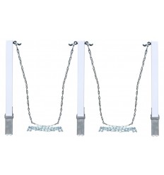 3 x white removable security bollards & chain kit – heavy duty parking & driveway posts (100P)