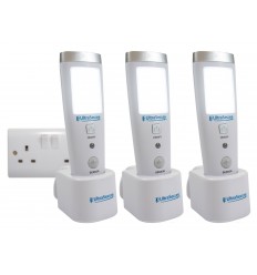 3 pack mains plug-in power failure LED torch – automatic emergency light & rechargeable torch
