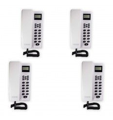 Four room white indoor wireless room to room intercom with digital screen & hands free option