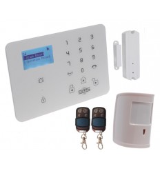 Wireless GSM flat alarm – 4G control panel with 1 pet friendly PIR, 1 door/window sensor & 2 remotes (KP)