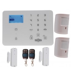 Wireless GSM flat alarm – 4G control panel with 2 pet friendly PIRs, 2 door/window sensors & 2 remotes (KP)