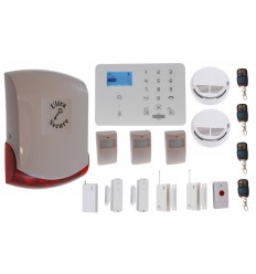 Wireless GSM home alarm – complete 4G kit with PIR, door/window, smoke, panic & vibration sensors & 4 remotes (KP)