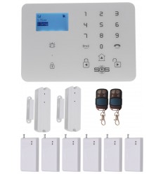 Wireless GSM flat alarm – 4G control panel with 2 door/window sensors, 6 vibration sensors & 2 remotes (KP)