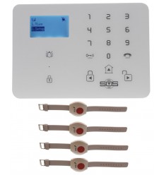 KP9 4G GSM wireless 100 metre staff panic alarm kit C with wristbands