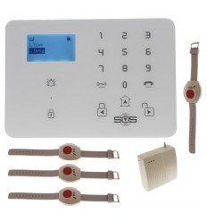 KP9 4G GSM wireless 200 - 400 metre staff wireless panic alarm kit D with wristbands & signal booster