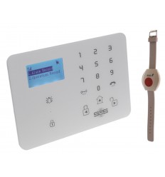 KP9 4G GSM wireless panic alarm with 1 x wristband panic button.