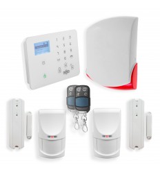 Wireless GSM home alarm – 4G control panel with 2 PIR sensors, 2 door/window sensors & 1 external siren (KP)